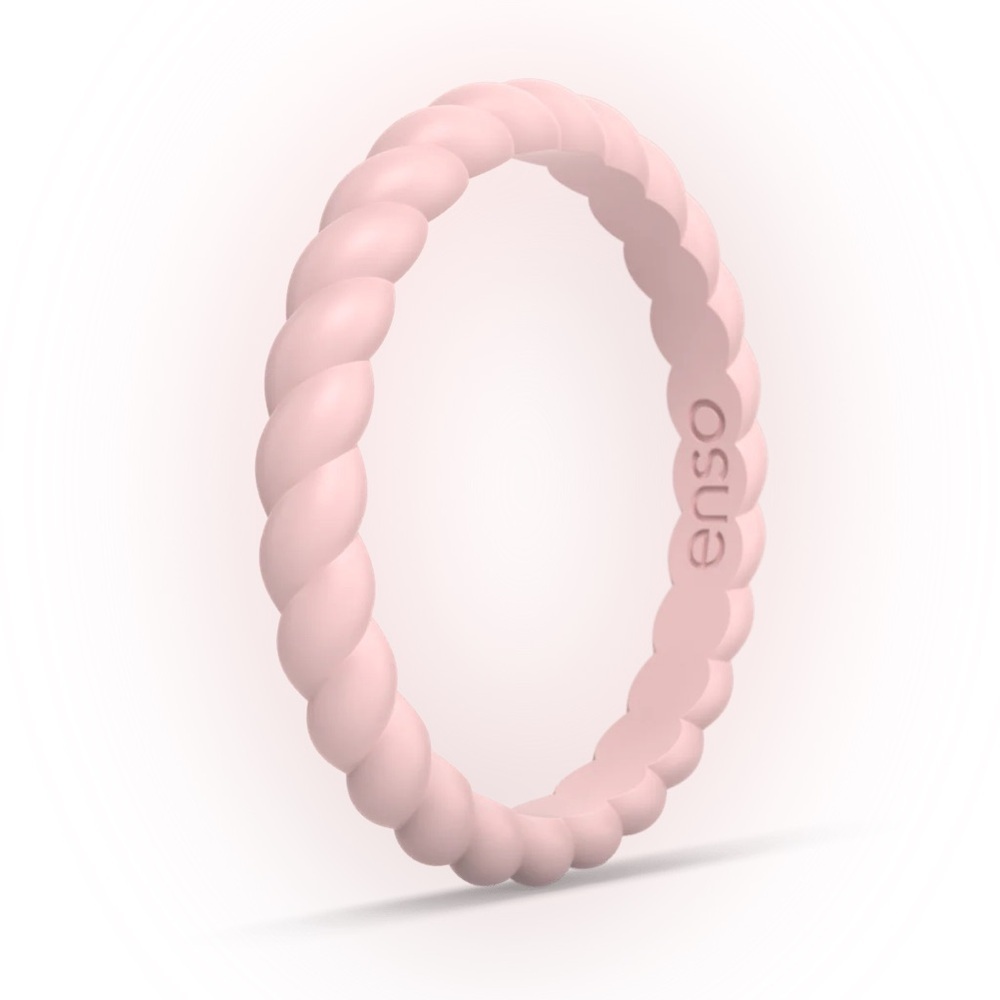 NWT Enso Rings Braided Stackable Bundle Pink Sand and Misty Grey